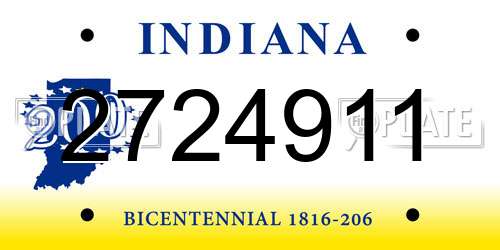 2724911 Indiana License Plate