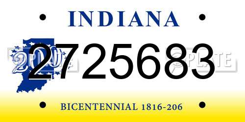 2725683 Indiana License Plate