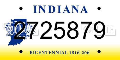 2725879 Indiana License Plate