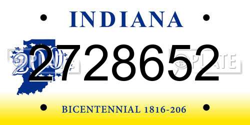 2728652 Indiana License Plate