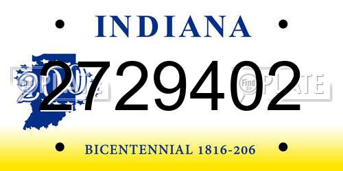 2729402 Indiana License Plate