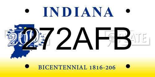 272AFB Indiana License Plate