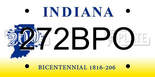 272BPO Indiana License Plate
