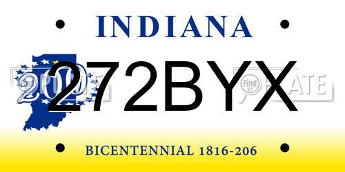 272BYX Indiana License Plate