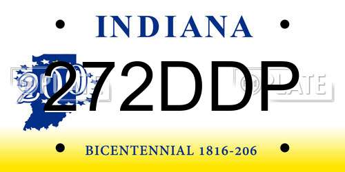 272DDP Indiana License Plate