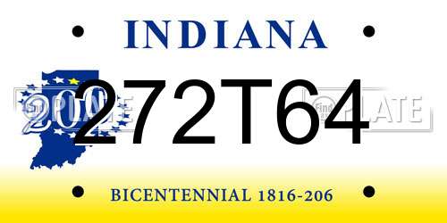 272T64 Indiana License Plate