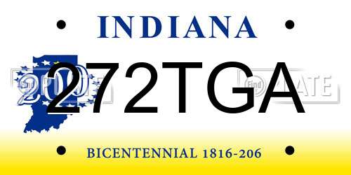 272TGA Indiana License Plate