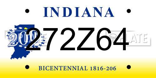 272Z64 Indiana License Plate