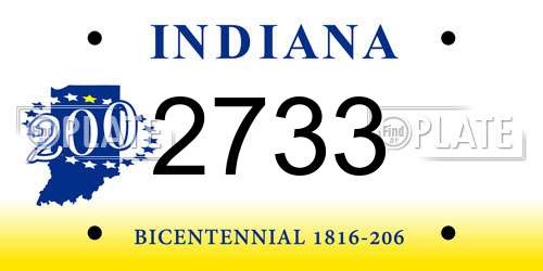 2733 Indiana License Plate