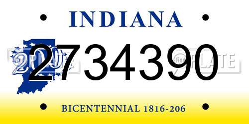 2734390 Indiana License Plate