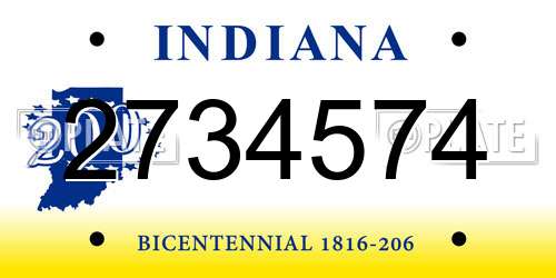2734574 Indiana License Plate