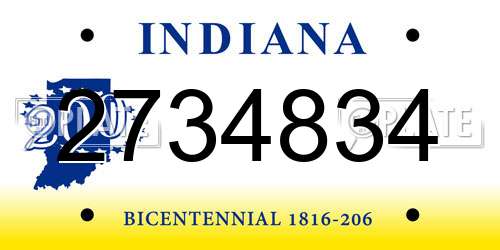 2734834 Indiana License Plate