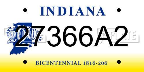 27366A2 Indiana License Plate