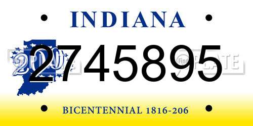2745895 Indiana License Plate