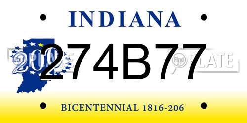 274B77 Indiana License Plate