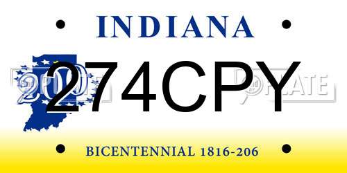 274CPY Indiana License Plate