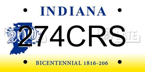 274CRS Indiana License Plate