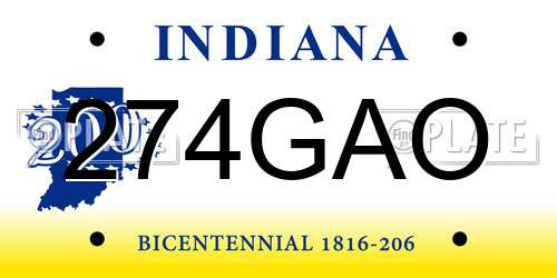 274GAO Indiana License Plate
