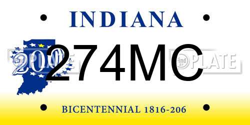 274MC Indiana License Plate