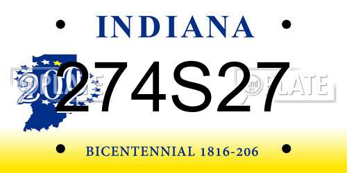 274S27 Indiana License Plate