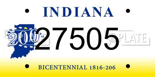 27505 Indiana License Plate