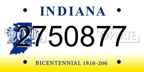2750877 Indiana License Plate