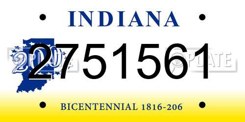 2751561 Indiana License Plate