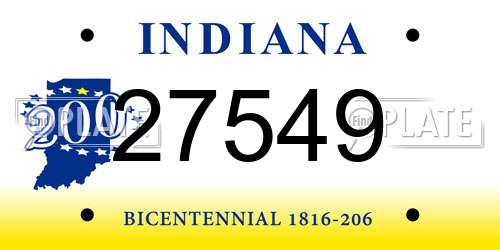 27549 Indiana License Plate