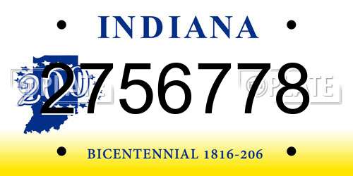 2756778 Indiana License Plate