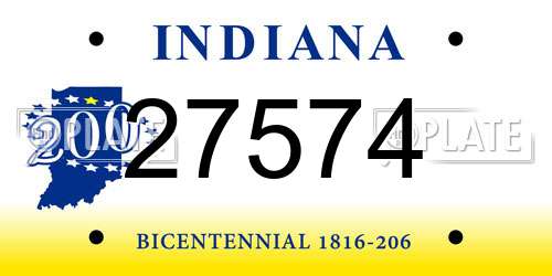 27574 Indiana License Plate