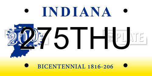 275THU Indiana License Plate