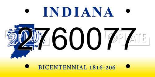 2760077 Indiana License Plate