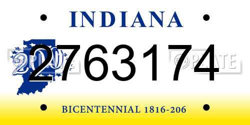 2763174 Indiana License Plate