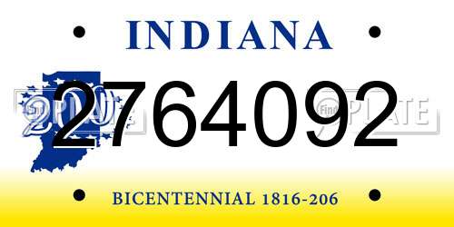 2764092 Indiana License Plate