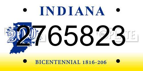 2765823 Indiana License Plate