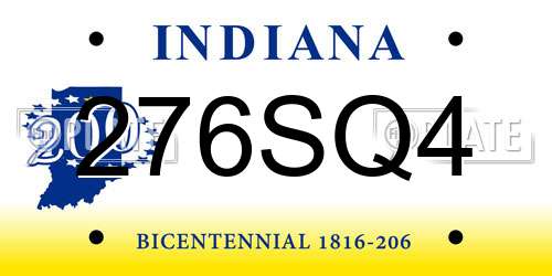 276SQ4 Indiana License Plate