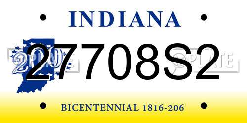 27708S2 Indiana License Plate