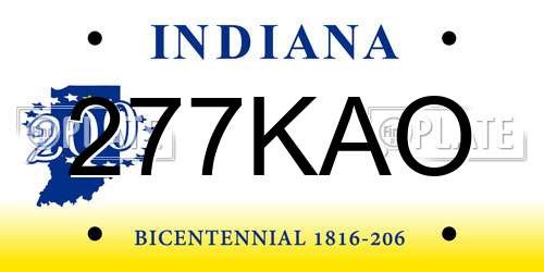 277KAO Indiana License Plate
