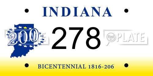 278 Indiana License Plate