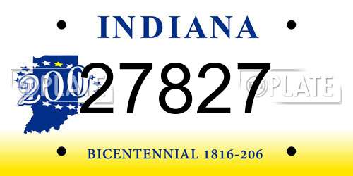 27827 Indiana License Plate