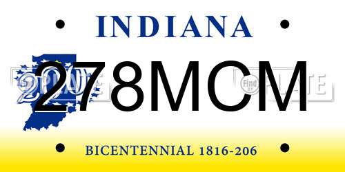278MCM Indiana License Plate