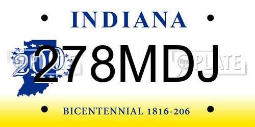 278MDJ Indiana License Plate