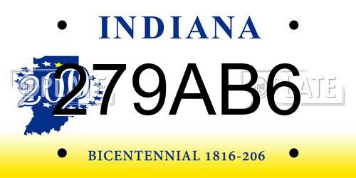 279AB6 Indiana License Plate
