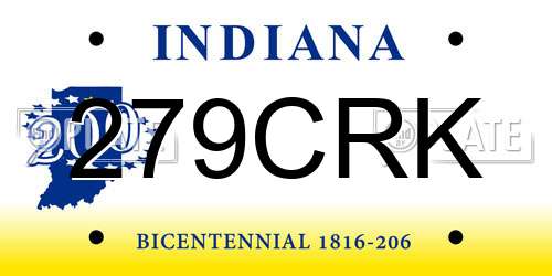 279CRK Indiana License Plate