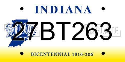 27BT263 Indiana License Plate