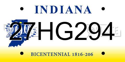 27HG294 Indiana License Plate