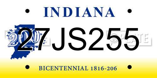 27JS255 Indiana License Plate
