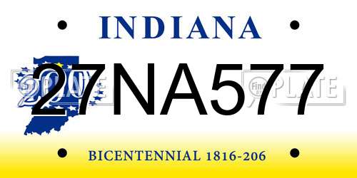 27NA577 Indiana License Plate