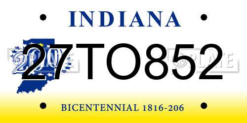 27TO852 Indiana License Plate