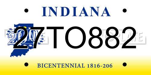 27TO882 Indiana License Plate